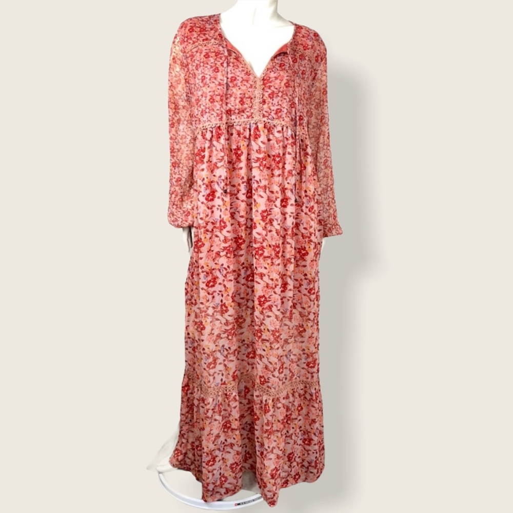 Xhiliration Boho Floral Prairie Maxi Dress size S
